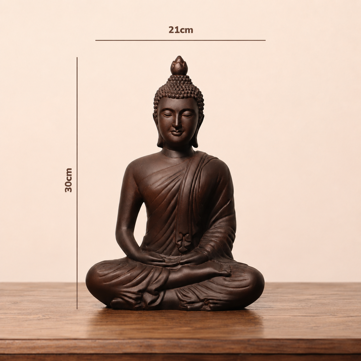 Hand-Carved Meditation Buddha Padauk Wood Statue