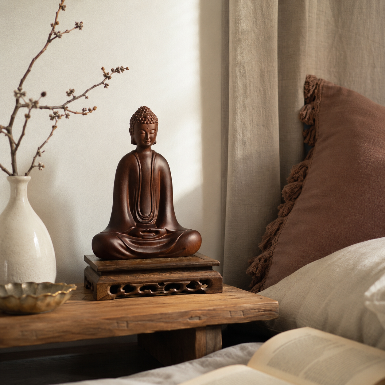Meditation Buddha Padauk Wood Statue