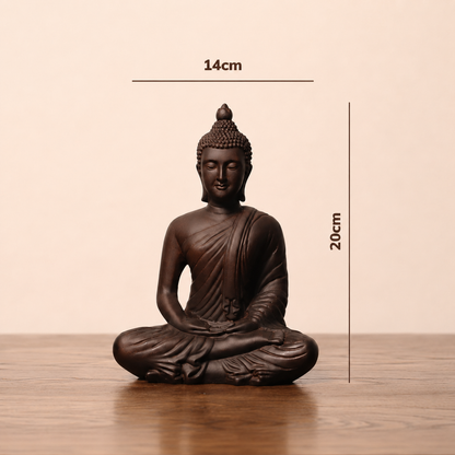 Hand-Carved Meditation Buddha Padauk Wood Statue