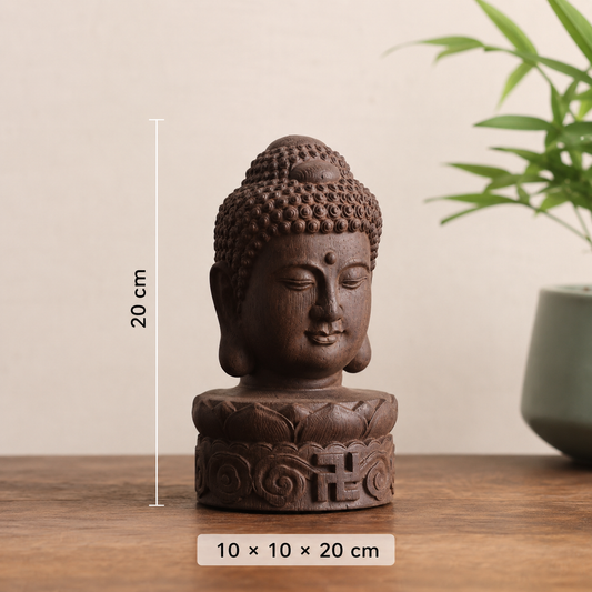Tượng Đầu Phật – Gỗ mun Công Trang trí Tự nhiên Nguyên khối