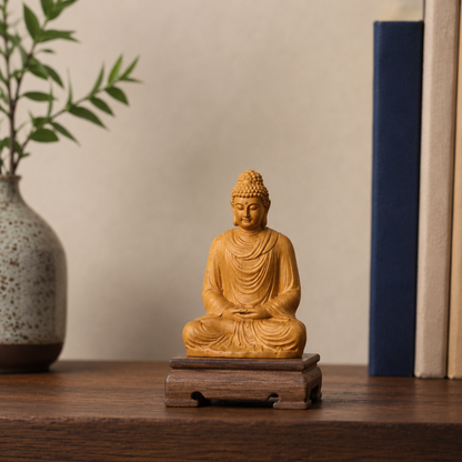 Shakyamuni Buddha Statue – Solid Cypress Wood Decor