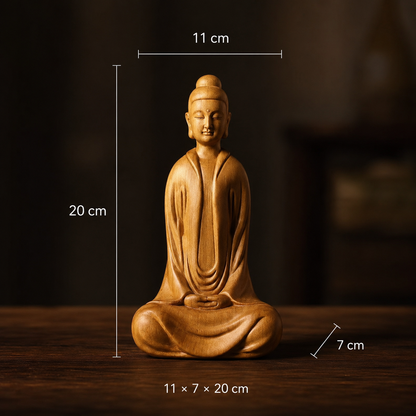 Zen Master Statue – Solid Cypress Wood Decor