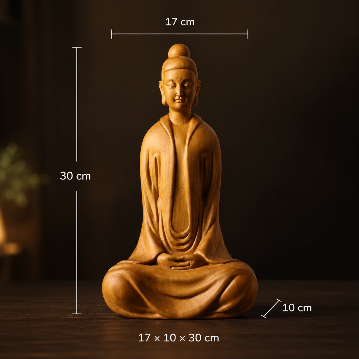 Zen Master Statue – Solid Cypress Wood Decor