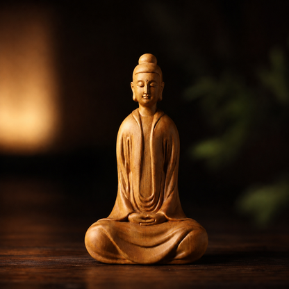Zen Master Statue – Solid Cypress Wood Decor