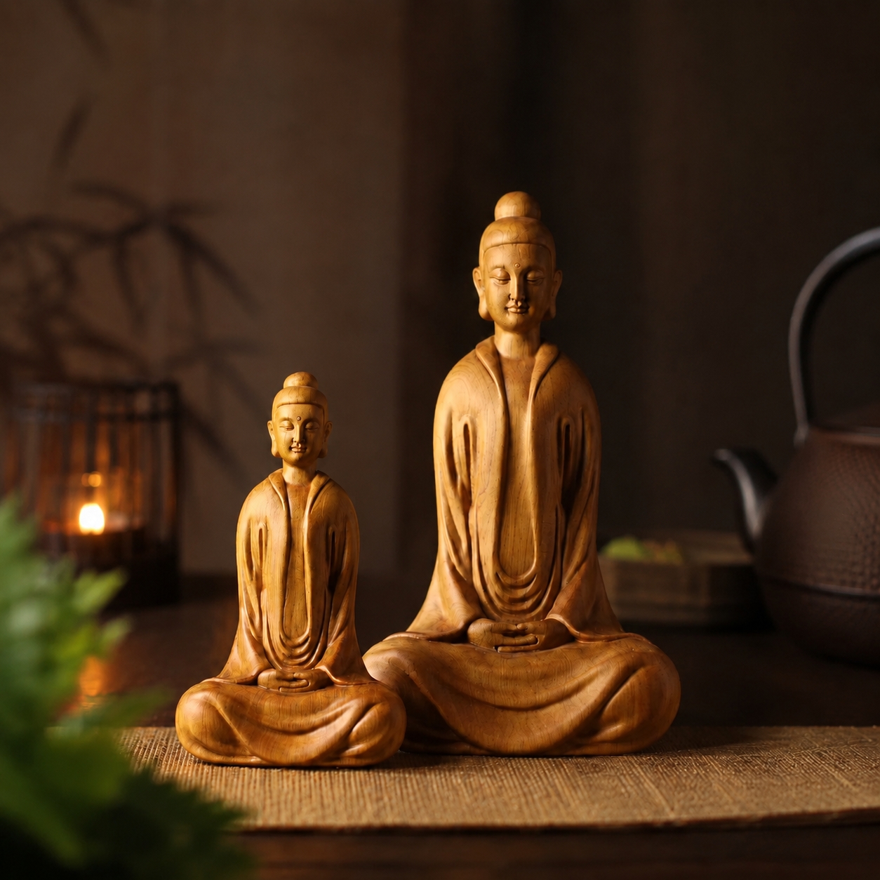 Zen Master Statue – Solid Cypress Wood Decor