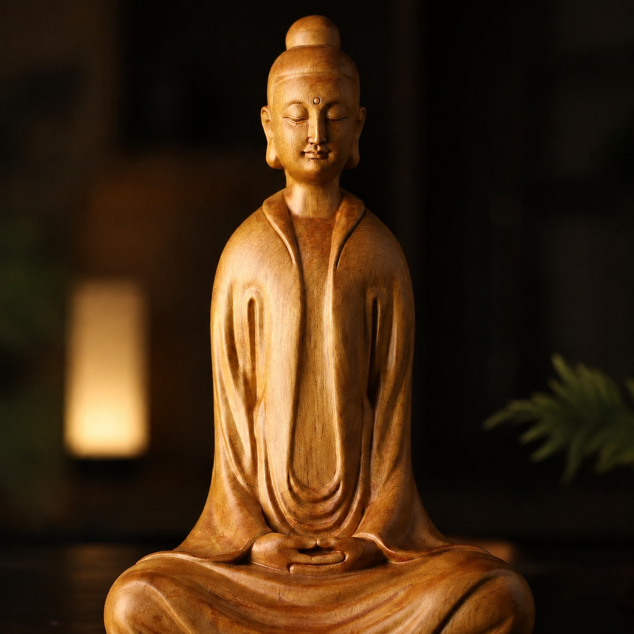 Zen Master Statue – Solid Cypress Wood Decor