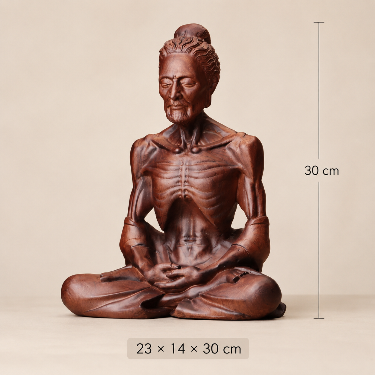 Snow Mountain Ascetic Buddha Statue – Padauk Wood Decor