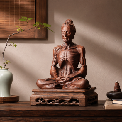 Snow Mountain Ascetic Buddha Statue – Padauk Wood Decor