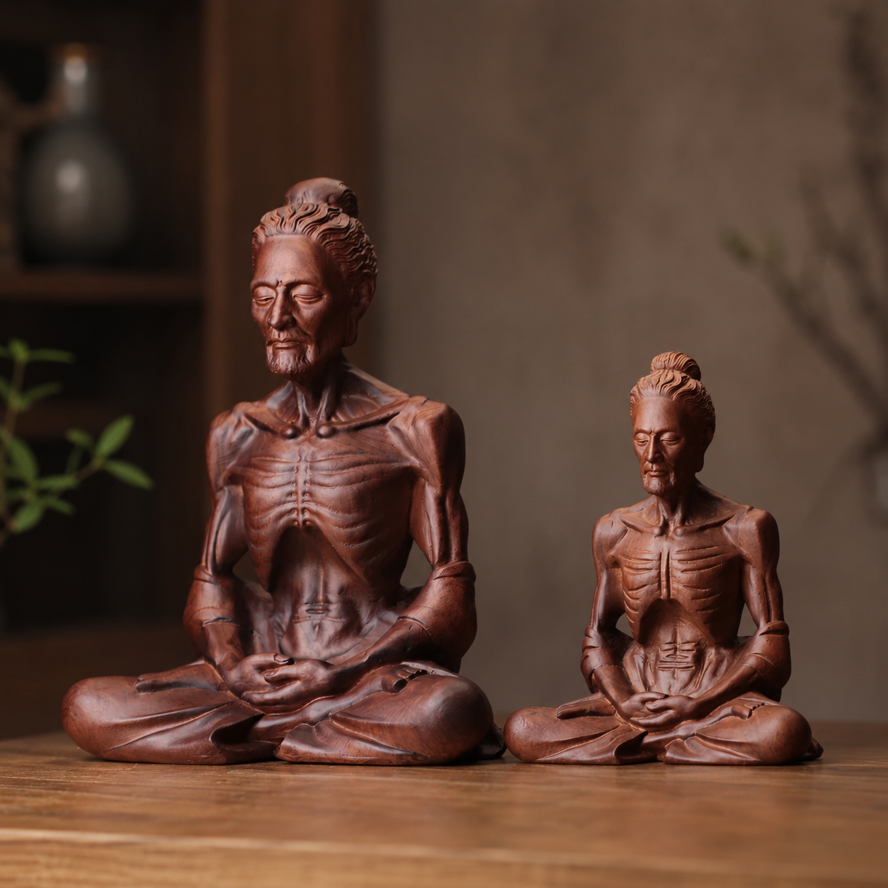 Snow Mountain Ascetic Buddha Statue – Padauk Wood Decor