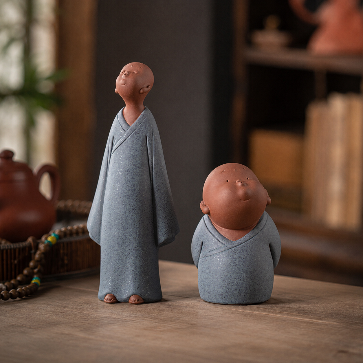 Cute Little Monk Statue Set