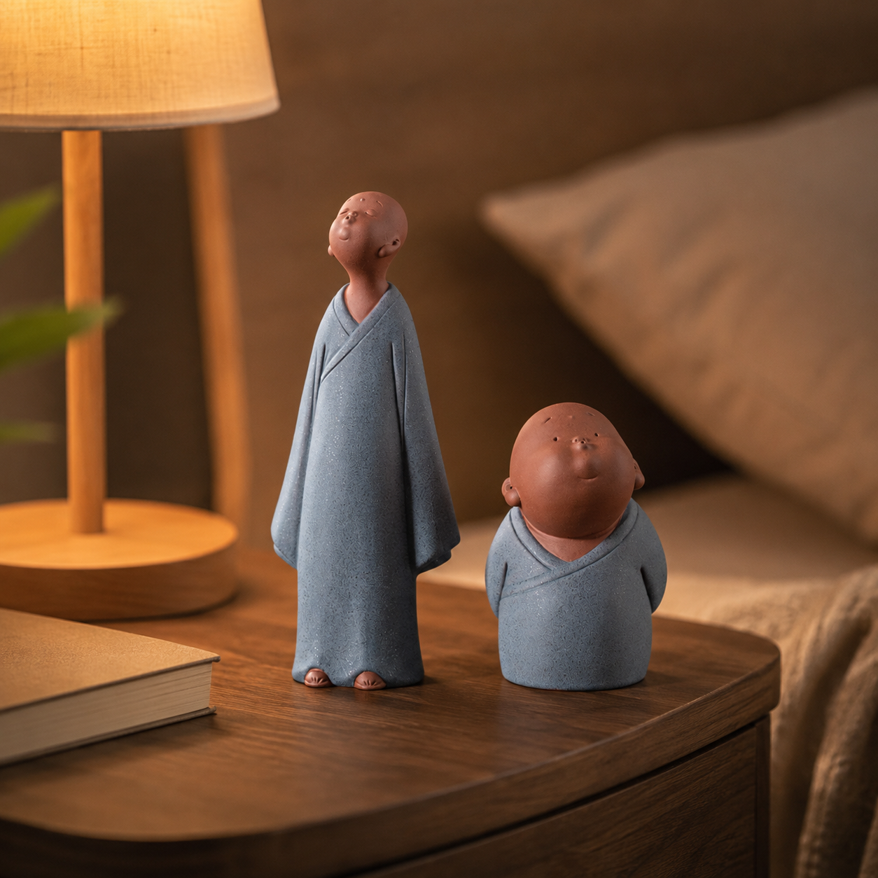 Cute Little Monk Statue Set
