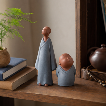 Cute Little Monk Statue Set