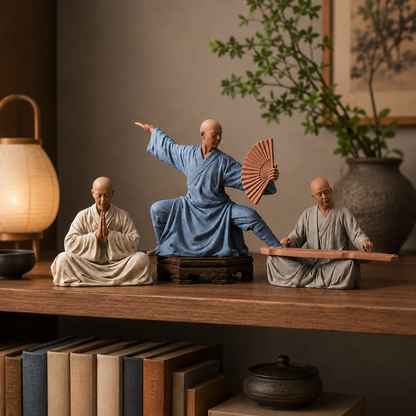 Zen Little Monk Desk Decor Statue Set