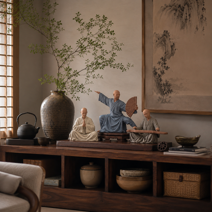 Zen Little Monk Desk Decor Statue Set