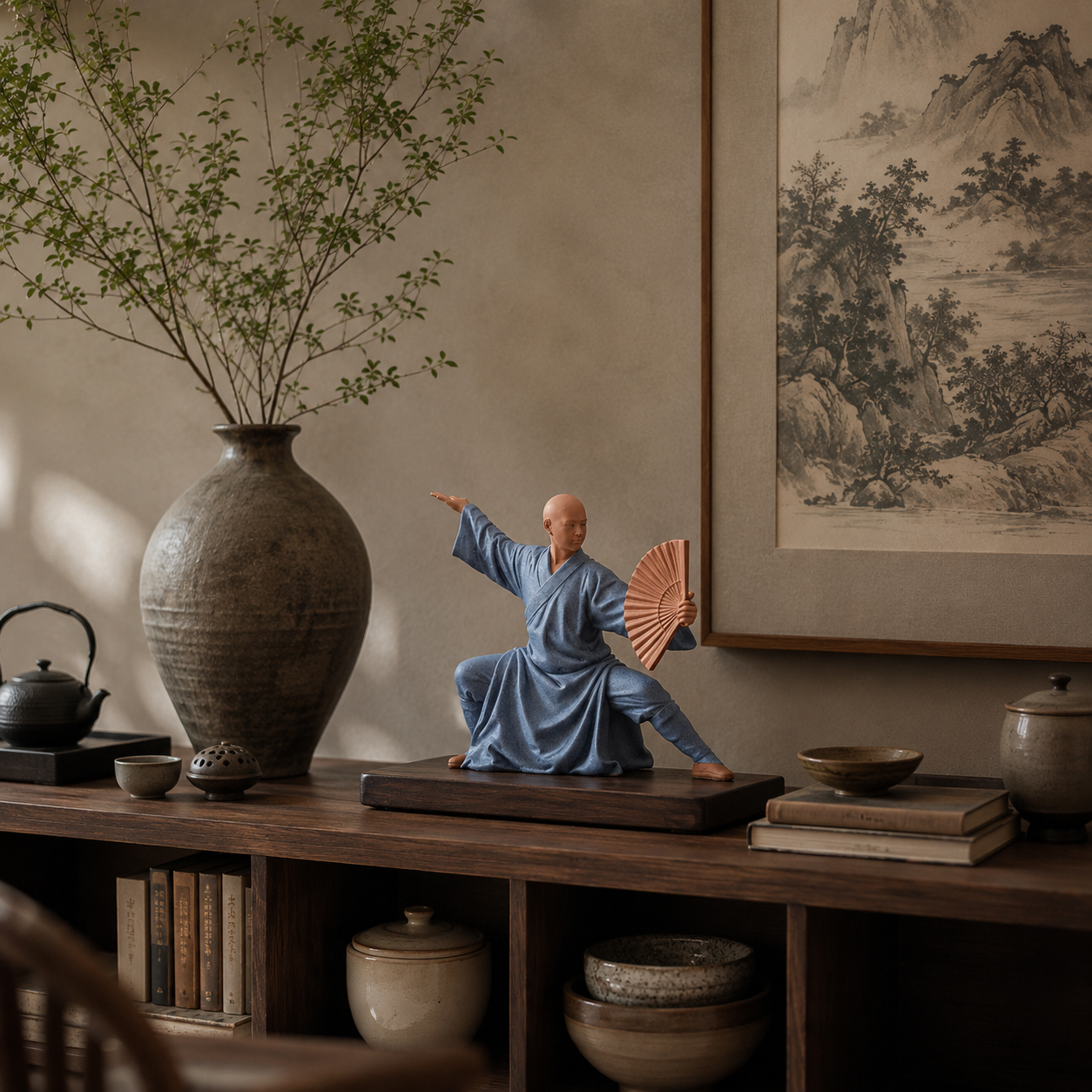 Zen Little Monk Desk Decor Statue Set