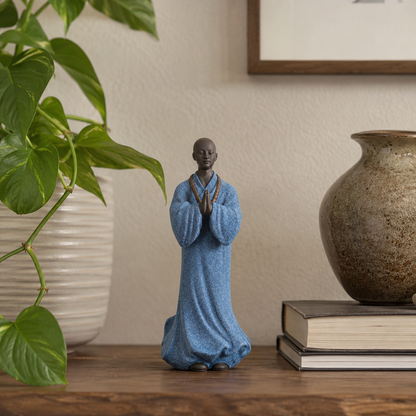 Standing Monk Prayer Statue Set