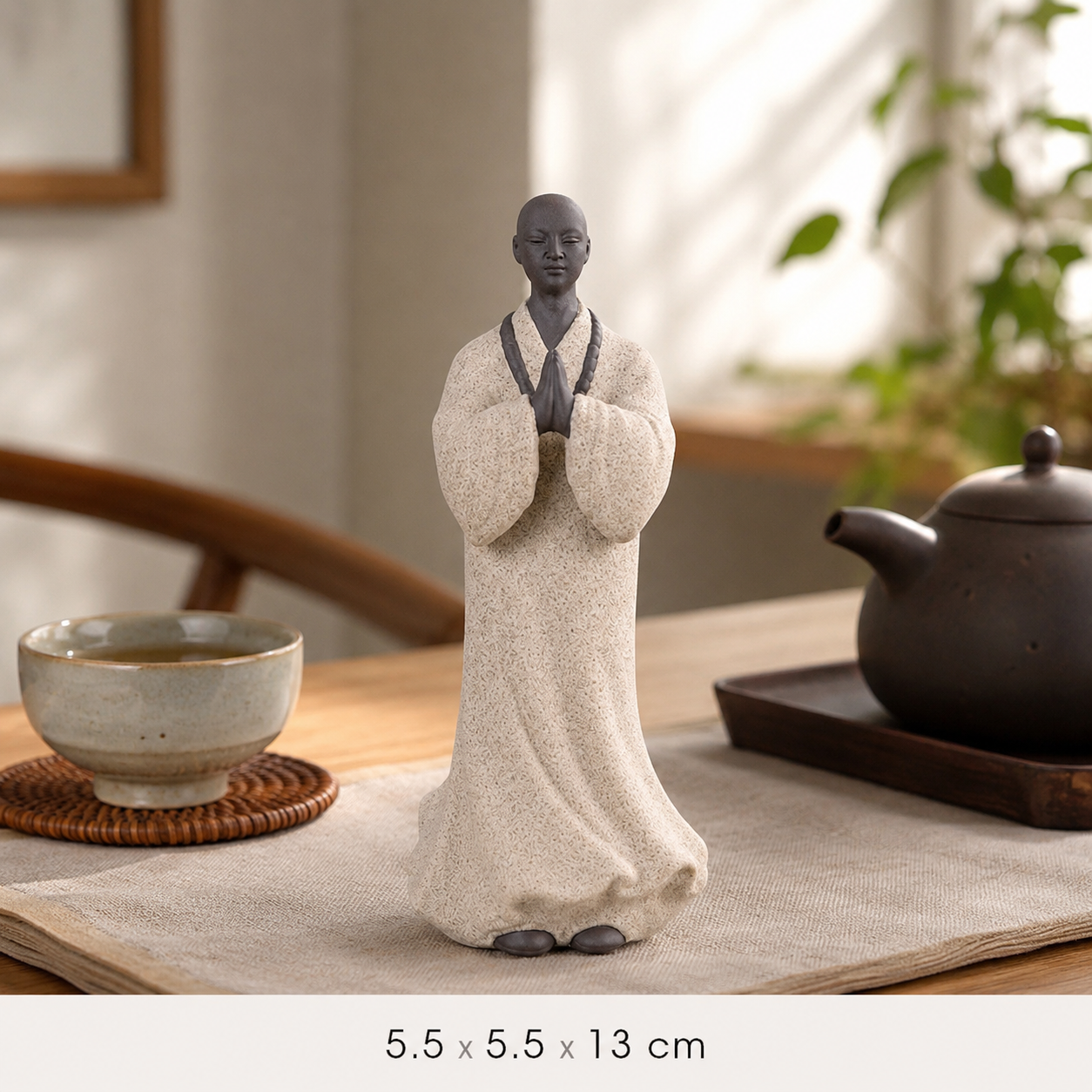Standing Monk Prayer Statue Set