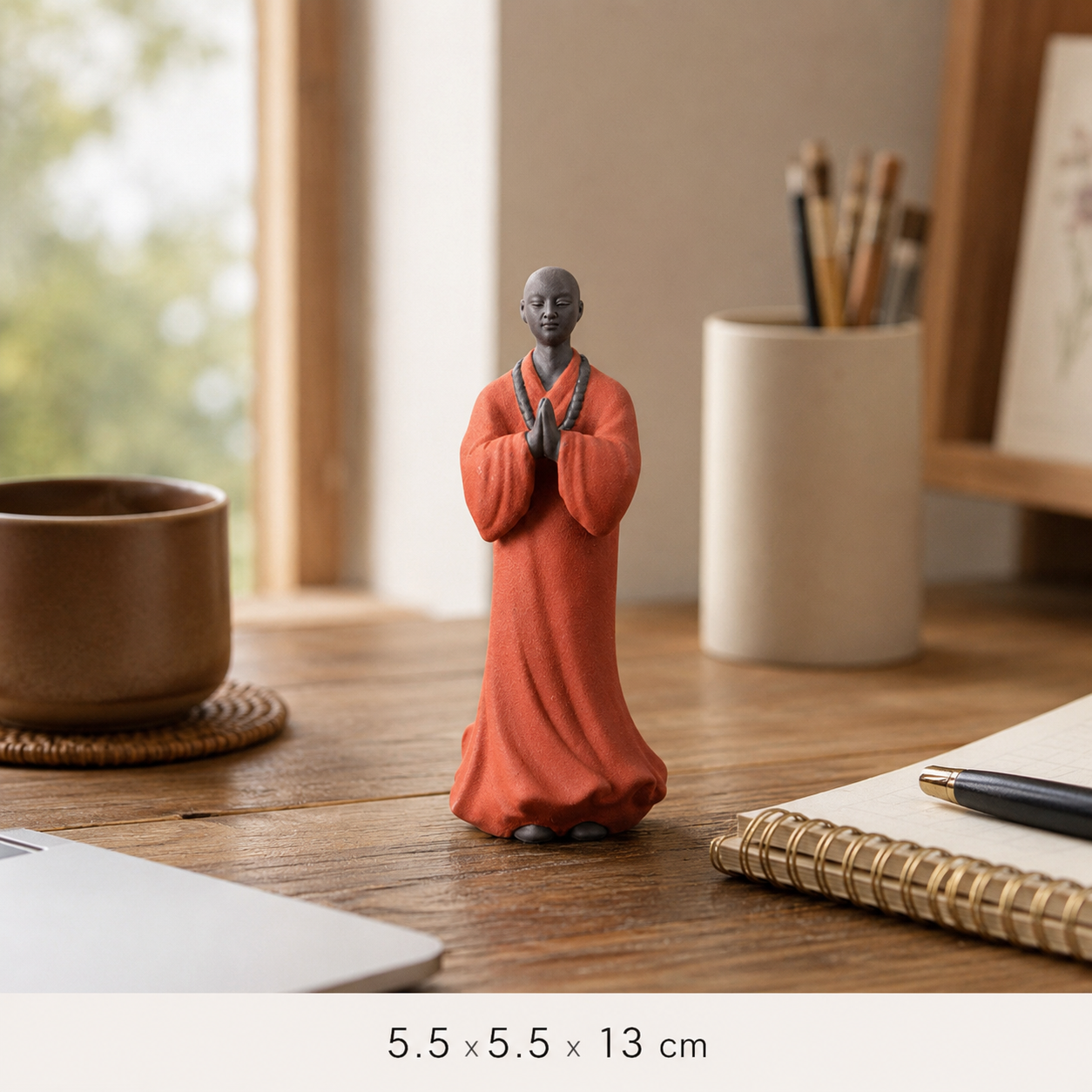 Standing Monk Prayer Statue Set