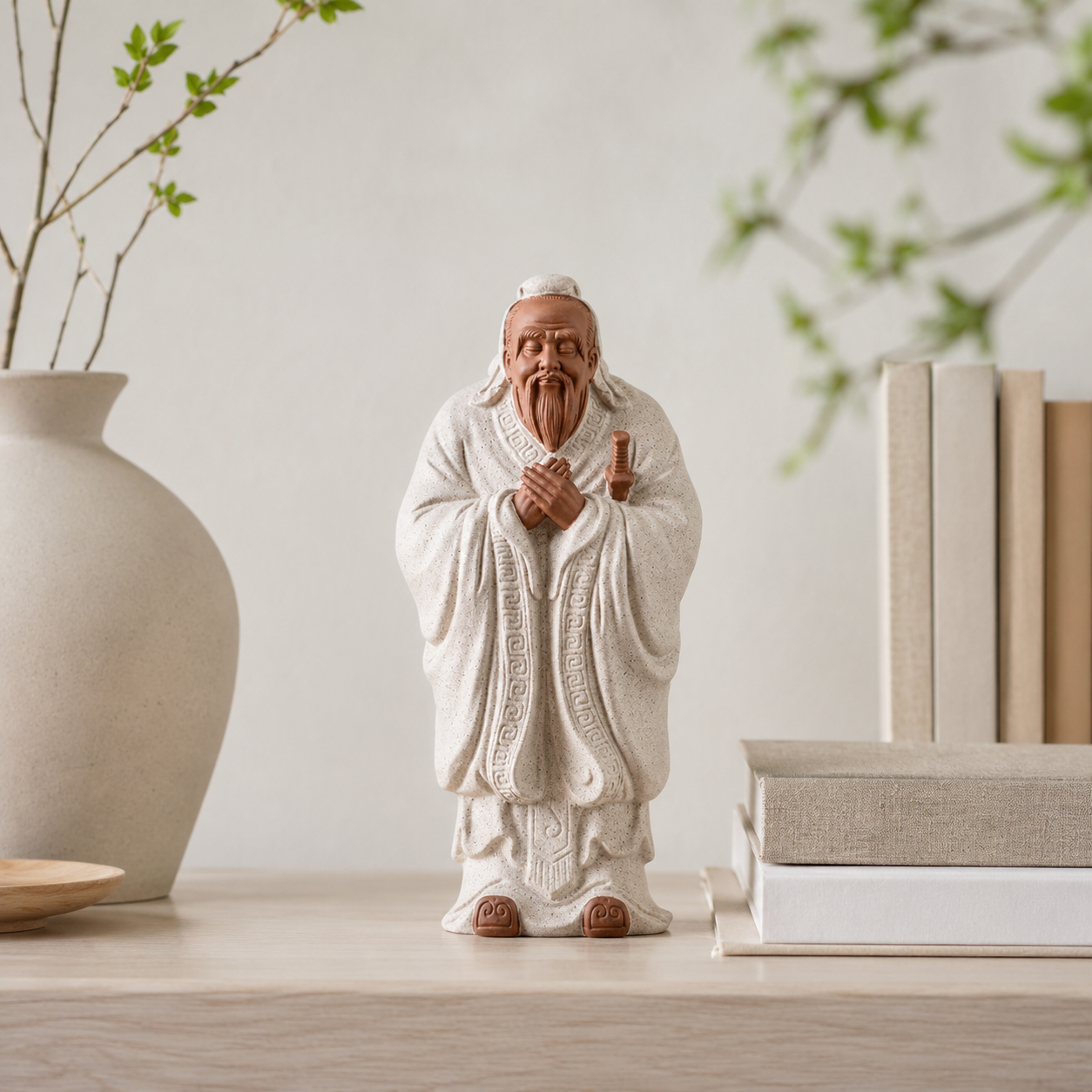 Confucius Stone Resin Decor Statue