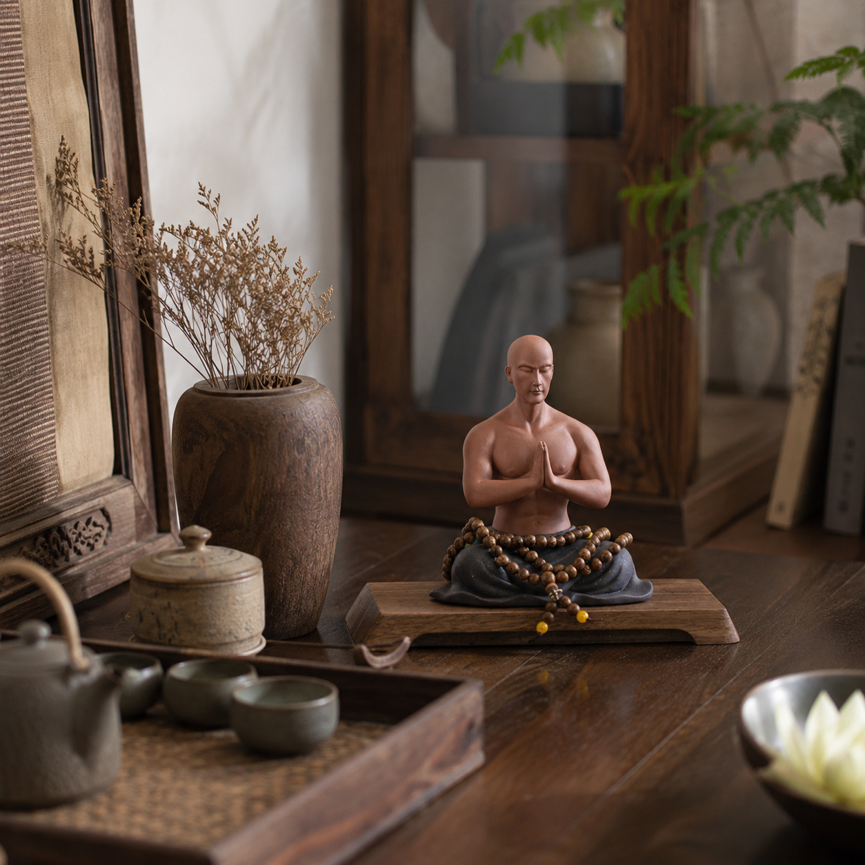 Prayer Meditation Statue for Home and Tea Table