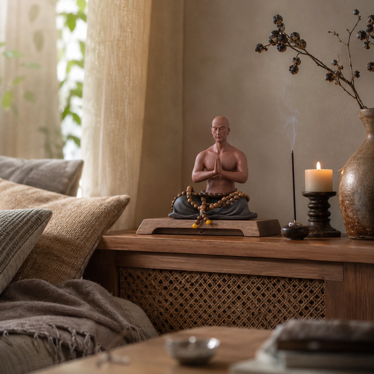 Prayer Meditation Statue for Home and Tea Table