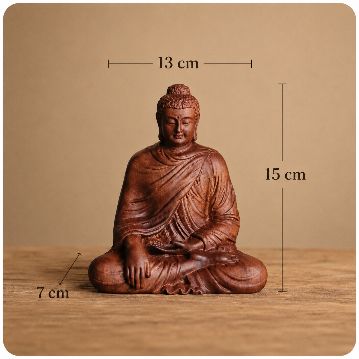 Shakyamuni Buddha Statue – Hand-Carved Solid Padauk Wood Decor