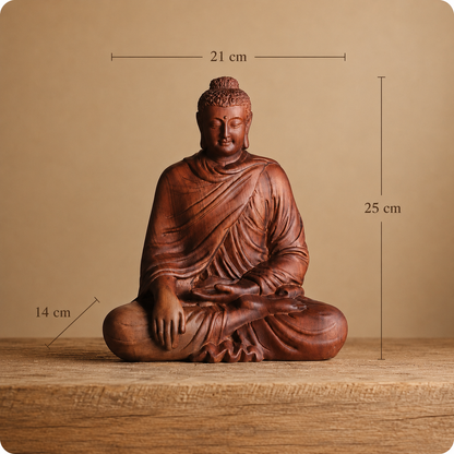 Shakyamuni Buddha Statue – Hand-Carved Solid Padauk Wood Decor