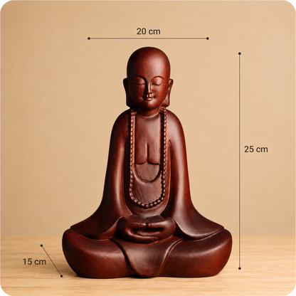 Zen Monk Statue – Solid Padauk Wood Decor