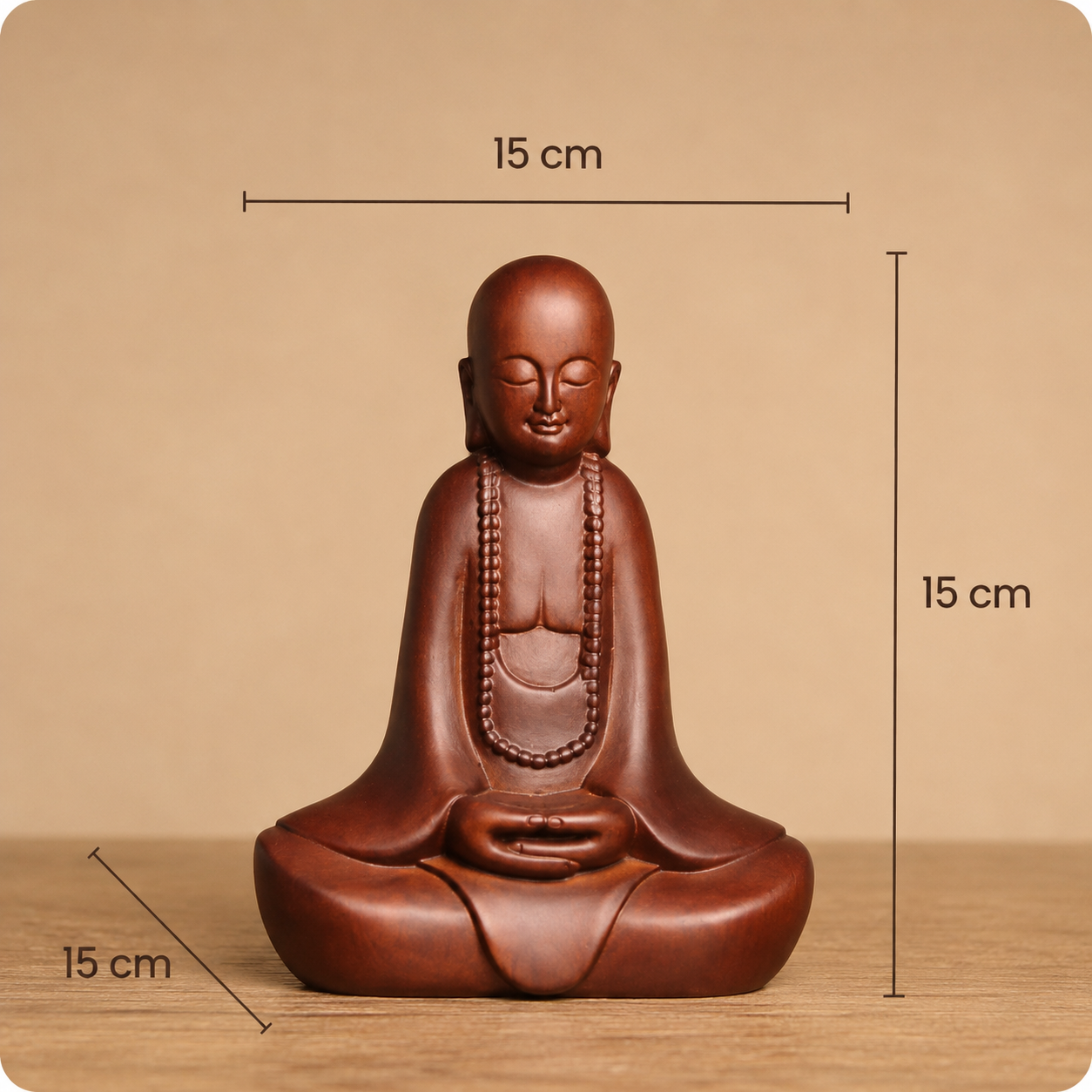 Zen Monk Statue – Solid Padauk Wood Decor