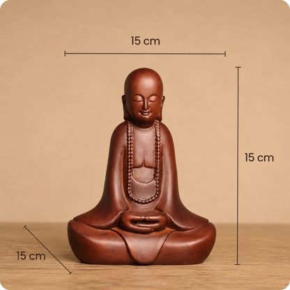 Zen Monk Statue – Solid Padauk Wood Decor