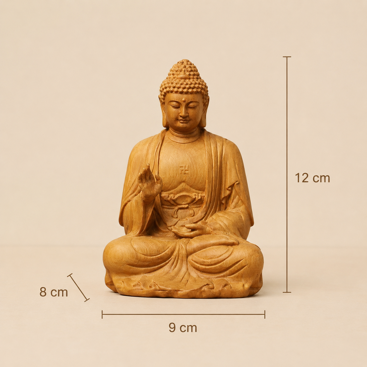 Amitabha Buddha Statue – Solid Cypress Wood Decor