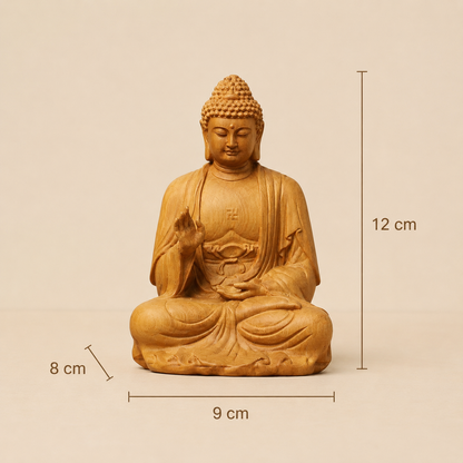 Amitabha Buddha Statue – Solid Cypress Wood Decor