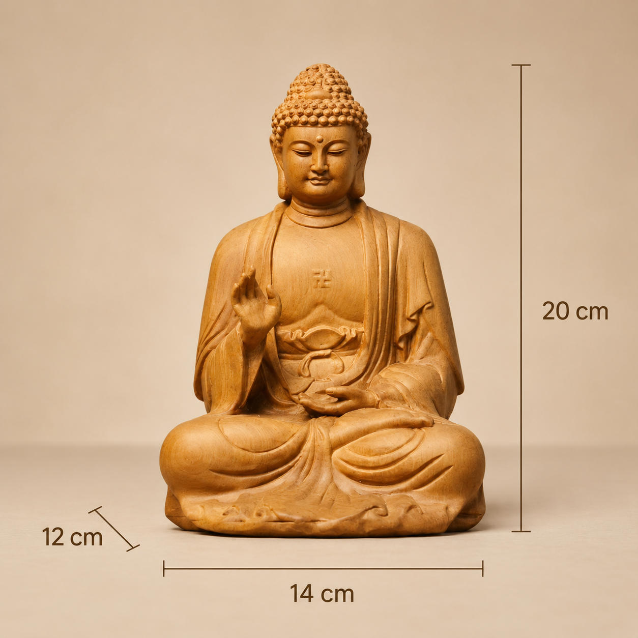 Amitabha Buddha Statue – Solid Cypress Wood Decor