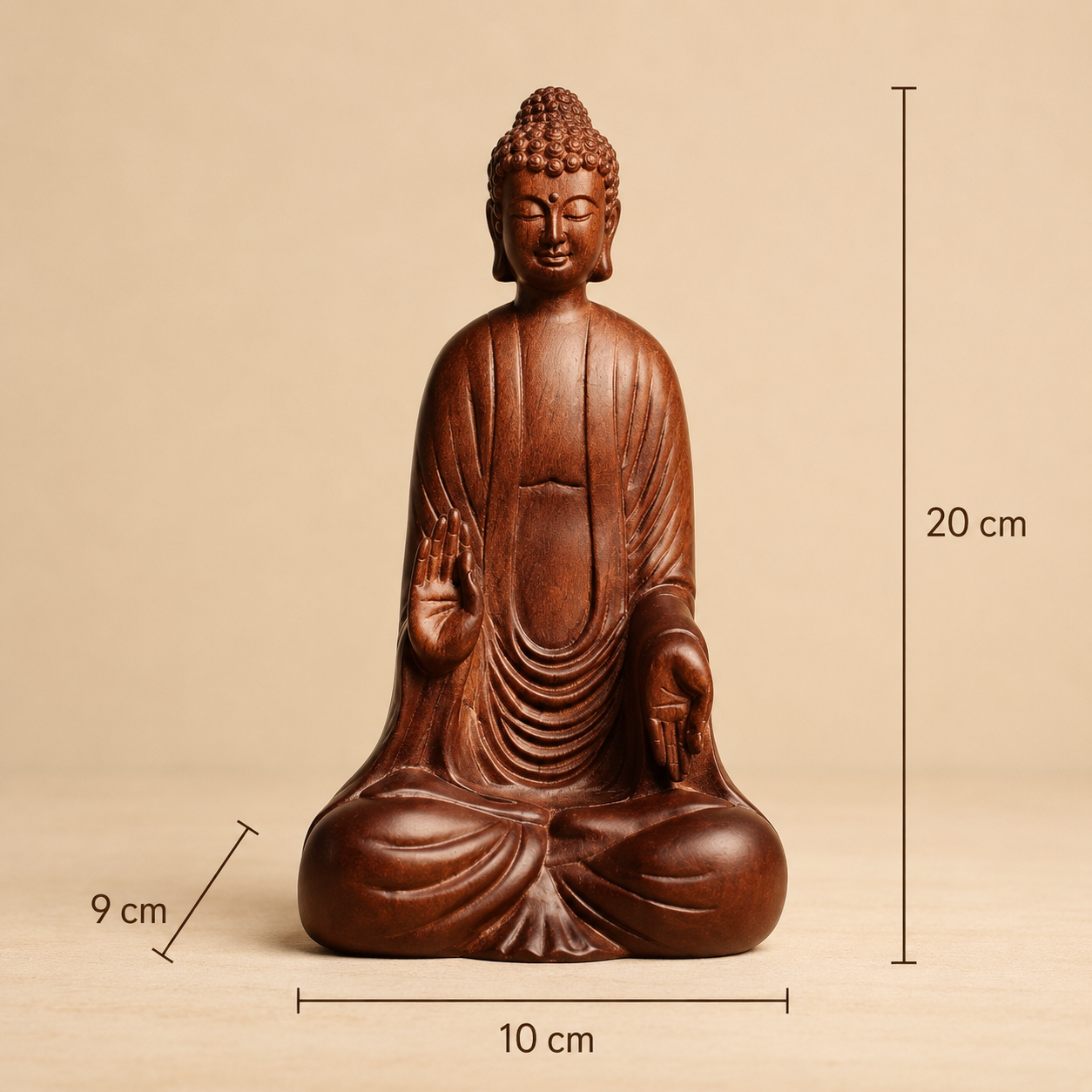 Blessing Buddha Statue – Solid Padauk Wood Decor
