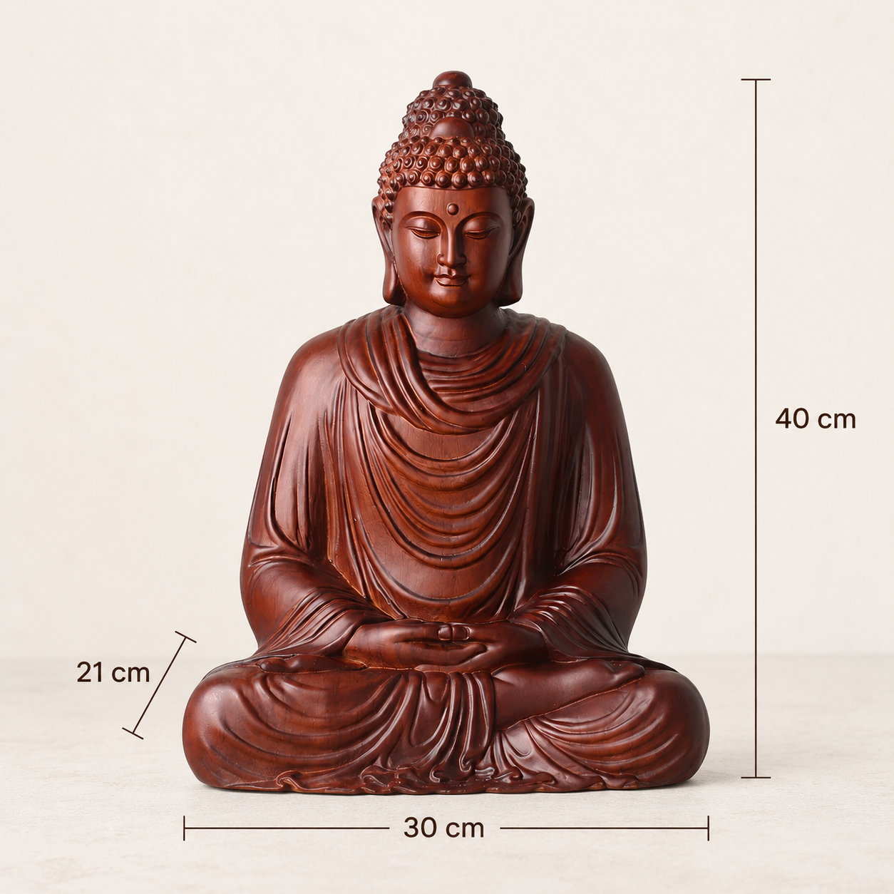 Shakyamuni Buddha Statue with Lotus Base – Solid Padauk Wood Decor