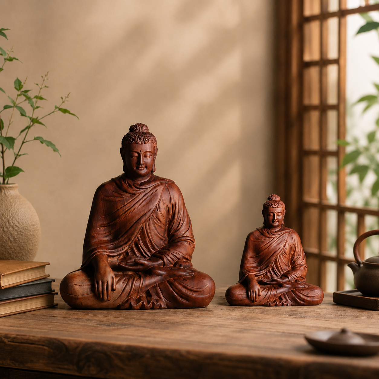 Mara-Victory Buddha Red Fragrant Wood Statue