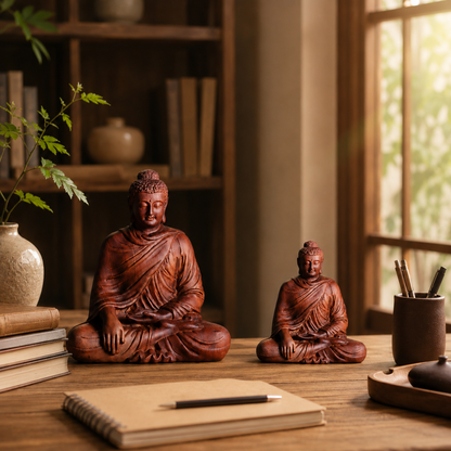 Mara-Victory Buddha Red Fragrant Wood Statue