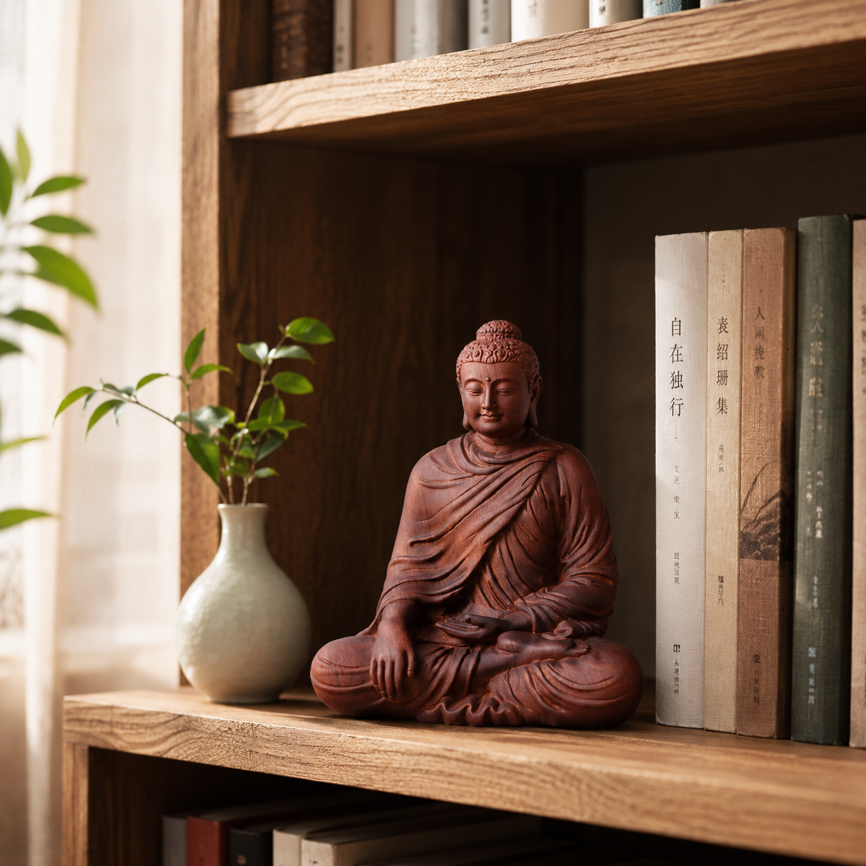 Mara-Victory Buddha Red Fragrant Wood Statue