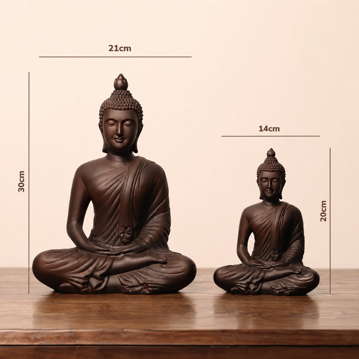 Hand-Carved Meditation Buddha Padauk Wood Statue