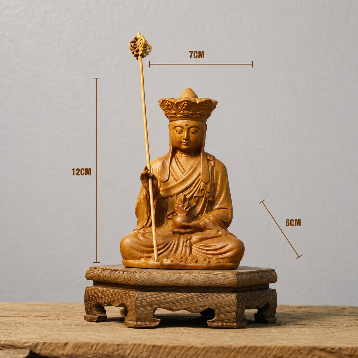 Ksitigarbha Bodhisattva Cypress Wood Statue