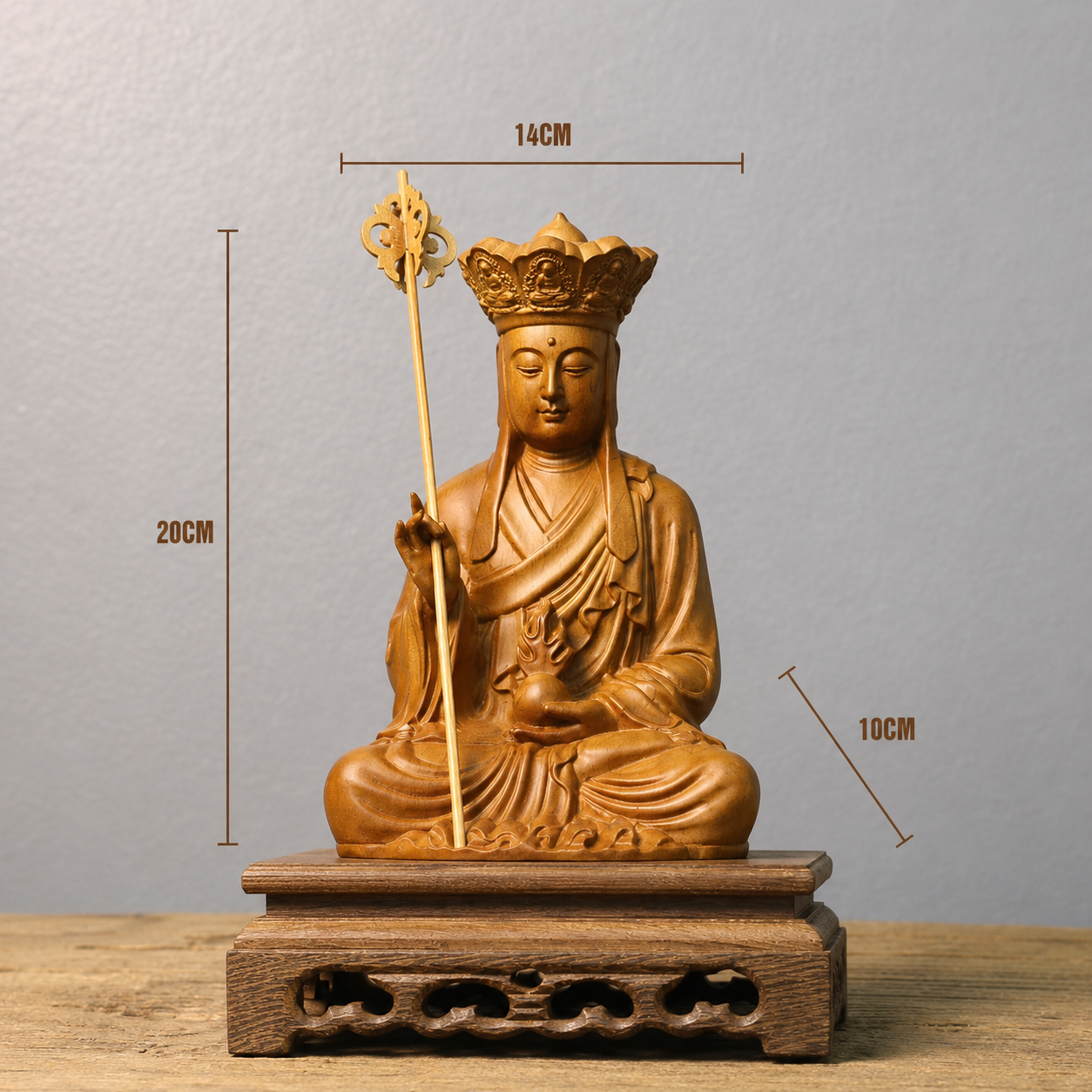 Ksitigarbha Bodhisattva Cypress Wood Statue