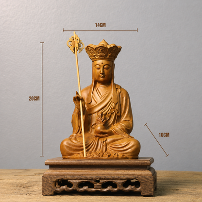 Ksitigarbha Bodhisattva Cypress Wood Statue
