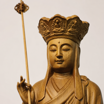 Ksitigarbha Bodhisattva Cypress Wood Statue
