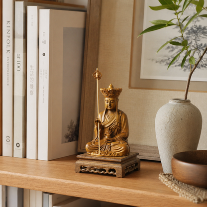 Ksitigarbha Bodhisattva Cypress Wood Statue