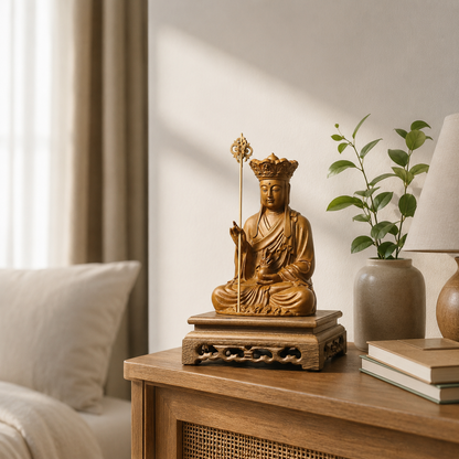 Ksitigarbha Bodhisattva Cypress Wood Statue