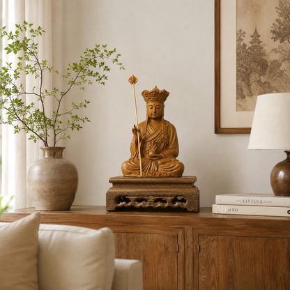 Ksitigarbha Bodhisattva Cypress Wood Statue