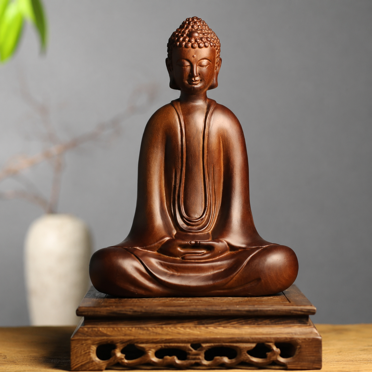 Meditation Buddha Padauk Wood Statue