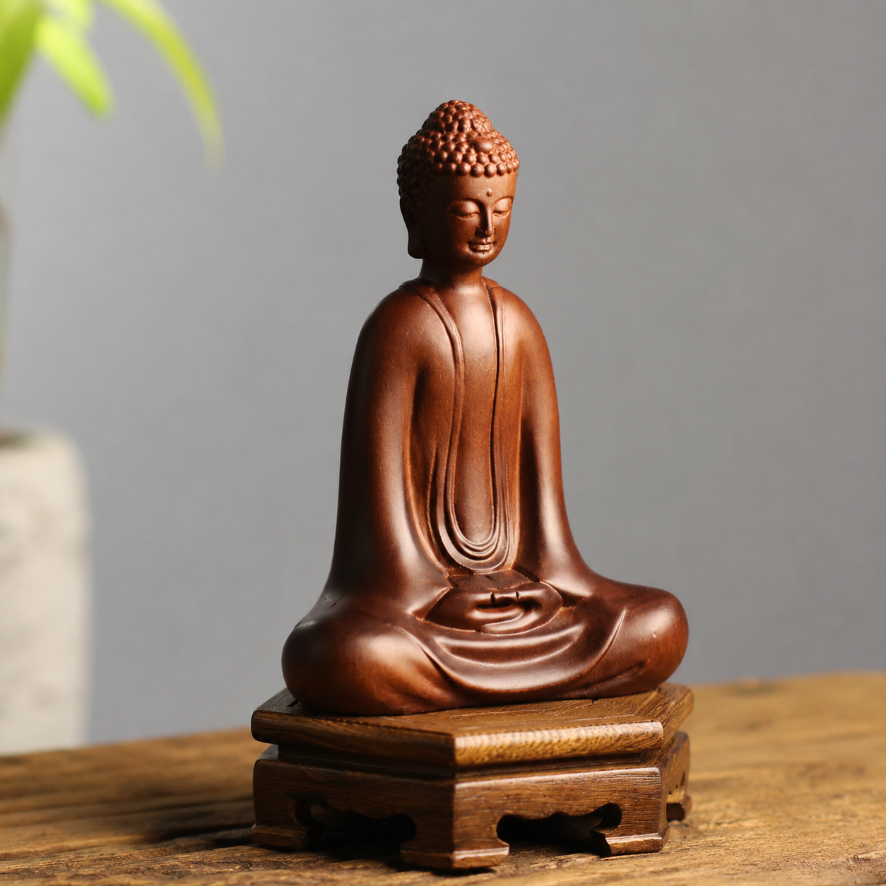 Meditation Buddha Padauk Wood Statue