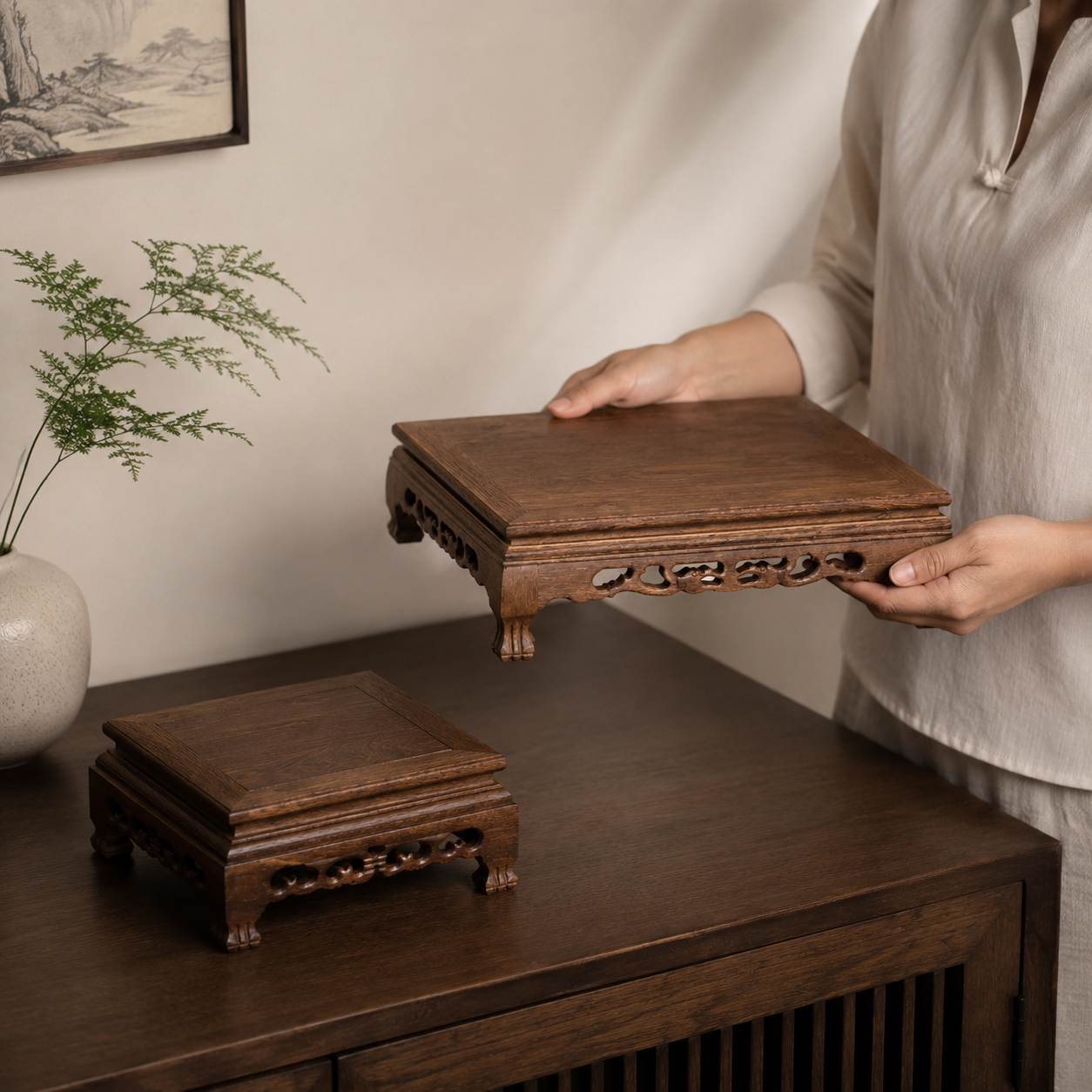 Wooden Display Stands for Statues and Home Decor