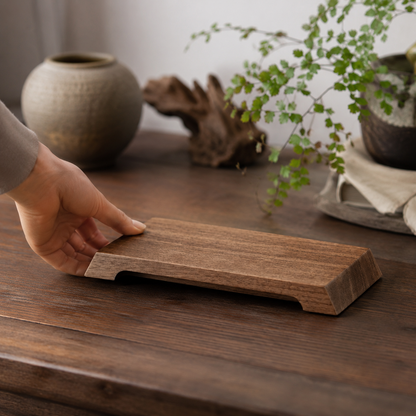 Rectangular Wood-Grain Display Stand for Statues